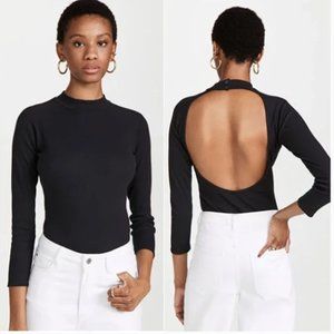 Ba&sh Monia Backless Bodysuit 3/4 Sleeve High Neck Black 4 Small